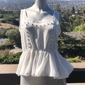 White Studded Peplum Top
